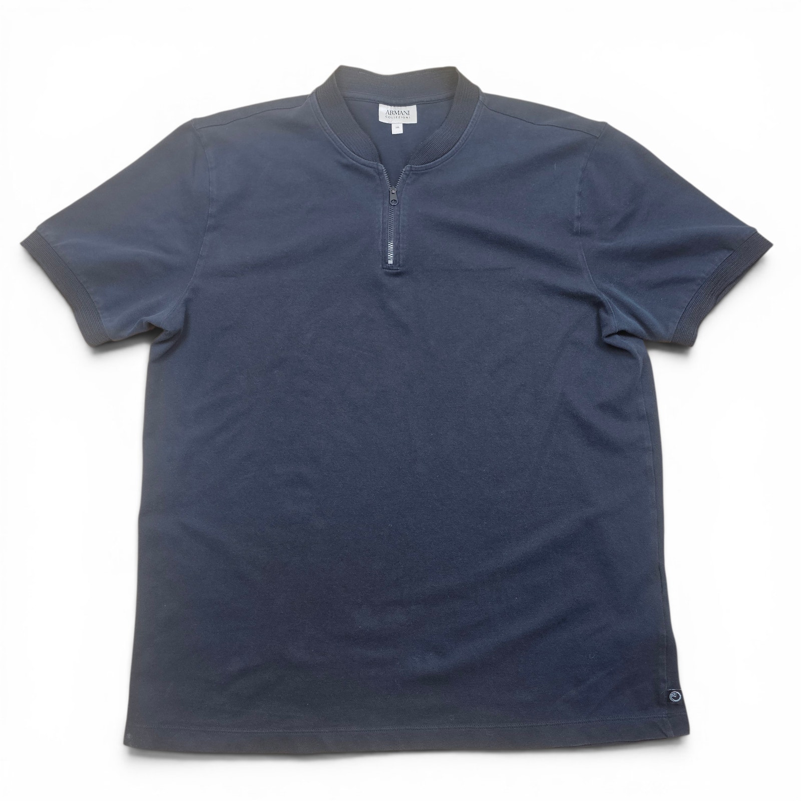 Armani Collezioni Quarter Zip Band Collar Tee Men's 3xl Quiet Luxury Designer